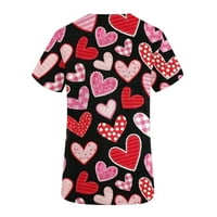 Majice s popustom za Valentinovo za žene ženska radna uniforma bluza s džepovima pulover s izrezom u obliku slova u, vrhovi s grafičkim