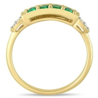 Miabella Ženska karat T.G.W. Stvoren Smaragdni i dijamantni naglasak 10kt žuto zlato polu-uvjetni prsten