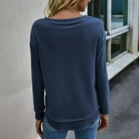 Majice za žene modni pulover s okruglim vratom jednobojni džemper s dugim rukavima gornji dio bluze