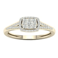 Zaručnički prsten od 13-karatnog dijamanta od 10-karatnog žutog zlata s Halo grozdom
