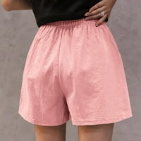 Ženske jednobojne kratke hlače s elastičnim strukom s vezicom i džepom, ljetne modne hlače za dame, široke kratke hlače, Ležerne