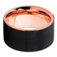 Prsten od volframa od ružičastog zlata, muški vjenčani prsten, prsten od volframa, crni vjenčani prsten