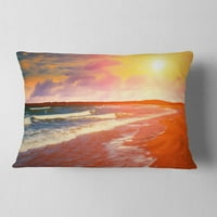DesignArt Desert Beach na zalasku sunca - Moderni jastuk za bacanje plaže - 12x20