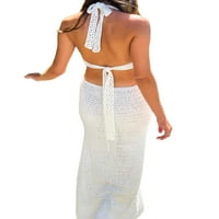 Qiylii/ ženske pleteni kukičanje haljine maxi Y2K, otvorene duge haljine, maksi haljina i s urezima лодочкой, klasicni Ljeto plaža