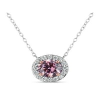 Ružičasta kubična ogrlica za cirkoniju u srebrnom i ružičastom zlatu, 18