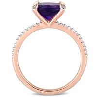Donje ovalni prsten Miabella s afričkim ametist T. G. W. i dragulj T. W. u 1 karat ovalnog rez od ružičastog zlata 10 karata