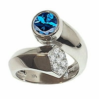 Prirodni plavi topaz 7-inčni ovalni prsten od bijelog zlata, veličina za žene i odrasle