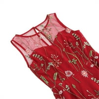 Retro ženska večernja haljina Bez rukava s valovitim uzorkom Grenadinska haljina s rukavima crvena;