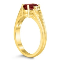 Ženski prsten od granata od 7 inča s tri izložena kamena od žutog zlata od 10 karata