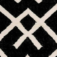 Geometrijska prostirka za trčanje od marokanske vune, Crna slonovača, 2'6 8'