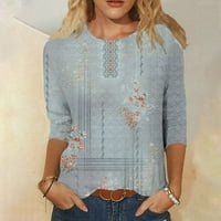 Ženska modna majica s kratkim rukavima s kratkim rukavima, Bluza s okruglim vratom, casual topovi, svijetle boje, siva