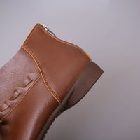Ženske čizme za gležnjeve-jesensko-zimske nove retro male kožne čizme s mašnom s patentnim zatvaračem straga, niske čizme u smeđoj