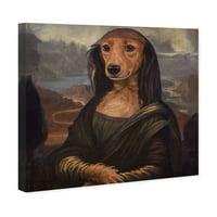 Wynwood Studio životinje zidne umjetničke platnene otisci 'Mona Lisa Pet' Psi i štenad - smeđa, crna