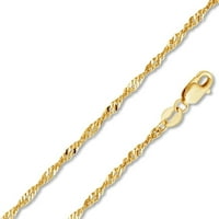 Ogrlica od 14K žutog zlata Singapurska ogrlica, 16 ”do 20”, žene, unisex