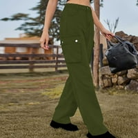 Jesensko-zimske teretne hlače za žene casual hlače srednjeg struka modne ženske proljetno-ljetne uske hlače na kopčanje s džepovima