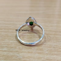 Prsten od punog sterling srebra za žene i djevojke, prsten od prirodnog zelenog dragog kamena, jedinstveni ručno izrađeni prsten