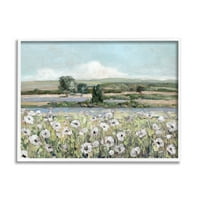 Stupell Industries Rural Flower Meadow Seowide Flowside Streams Pogled na slikanje bijelog uokvirenog umjetničkog tiska zid umjetnosti,