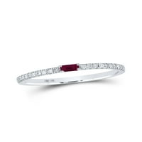 Ženski prsten od rubina i dijamanta u baguetteu od bijelog zlata od 10 karata