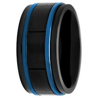 Muški zaručnički prsten od nehrđajućeg čelika u Crnoj i plavoj boji s utorom-muški prsten