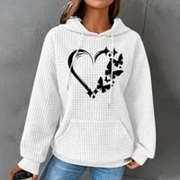 Jesensko-zimske ženske majice s kapuljačom s kapuljačom, Ležerne široke majice s dugim rukavima s printom srca, puloveri, vrhovi