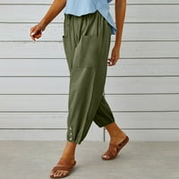 Joga hlače za žene na rasprodaji Plus size modne ženske ljetne Ležerne široke jednobojne pamučne lanene hlače s džepovima