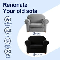 Poklop s kaučem subrte kauča s dodatnim poklopcem sjedala za rastezanje, fotelje, crno