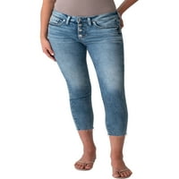 Silver Jeans Co. Ženske Suki Srednji uspon Skinny Crop Traperice, veličine struka 24-36