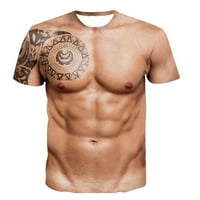 Rasprodaja muških majica u A-listi Plus Size 3-inčni mišićavi Muški Print Fitness Majica kratkih rukava s okruglim vratom