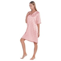 Ženska satenska spavaćica za spavanje kratkih rukava Karirana košulja za spavanje u obliku slova a, svilena noćna pidžama