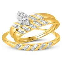 Nakit od žutog zlata od 10 karata s dijamantima u obliku markize za mladence vjenčani trio set muških i ženskih prstenova veličina