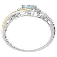 Dijamantni prsten od akvamarina od 10k srebra i žutog zlata