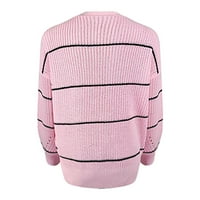 Ženski kardigan s dugim rukavima, kardigan pleten kabelom, džemperi, jesenska gornja odjeća s otvorenim prednjim dijelom, ružičasti