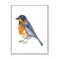 DesignArt 'drevna narančasta ptica' tradicionalno uokvireno platno zidni umjetnički tisak