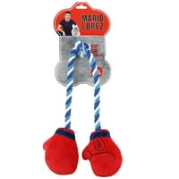 Mario Lopez pliš s konopcem igračka za pse, bokserske rukavice za vježbanje s ugrađenim u škljocanje, crvena