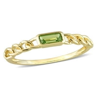 10K ovalni prsten za pasijans od žutog zlata s peridotom osmerokutnog reza.