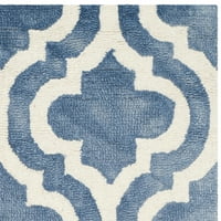 Vuneni tepih s izblijedjelim geometrijskim uzorkom, Plava slonovača, 2 '3 8'