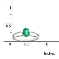 14K bijelo zlato 6x ovalni smaragdni prsten