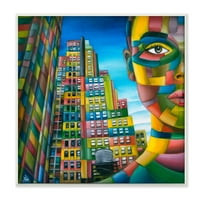 Stupell Industries CityScape Color Oblics Apstraktni crtež zidne ploče Enrico Fossati