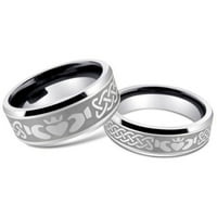 Odgovarajući vjenčani prstenovi za muškarce i žene s irskim keltskim dizajnom od volframovog karbida