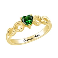 Personalizirani prsten u obliku srca s imitacijom Rubin prstena od 14k žutog zlata od žutog zlata preko prstena od srebra veličina-6,5