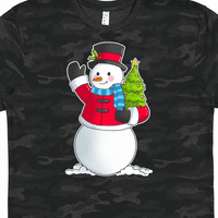 Majica sa slikom snjegovića koji drži božićno drvce