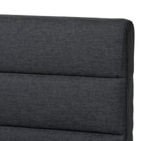 Moderni krevet na platformi veličine MP-MP presvučen tamno sivom tkaninom iz sredine stoljeća u MP-u