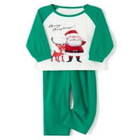 Sretan Božić pidžama Set, iste obiteljske majice s printom Djeda Mraza i sobova, set hlača, odjeća za spavanje, pidžama Setovi za