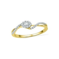 14-karatni nakit od žutog zlata, ženski prsten s okruglim dijamantom, zaručnički prsten za žene
