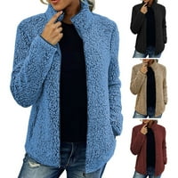 Kaput s ovratnikom s dugim rukavima džepovi s patentnim zatvaračem pahuljasti kaput ženska jesen / zima jednobojna Plišana jakna