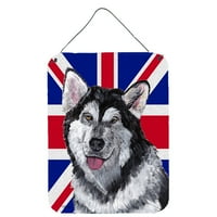 99815 Aljaški malamut s Engleskom Union Jackom britanskom zastavom obješenom na zid ili vrata