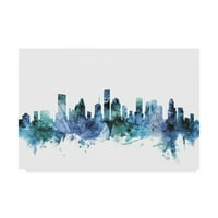 Zaštitni znak likovne umjetnosti Obzor Houstona, Teksas, plava tirkizna, platno Michaela Tompsetta