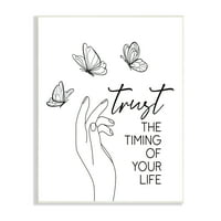 Stupell Insrijeri Trte Timing Life Motivacijski fraza Minimalni leptiri, 15, dizajn by JJ Design Hoe LLC