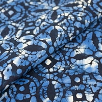 Tkanina, pamučni tisak batika, izrezana dvorišta, plavi paisley