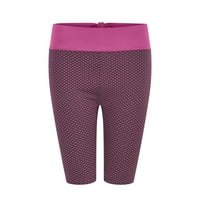 Biciklističke kratke hlače za žene s visokim strukom, jednobojni udoban kroj, vruće ružičasta 2 inča